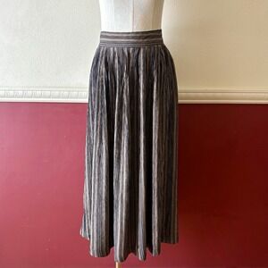Vintage Christy Girl USA made striped black & tan 90s a-line midi skirt